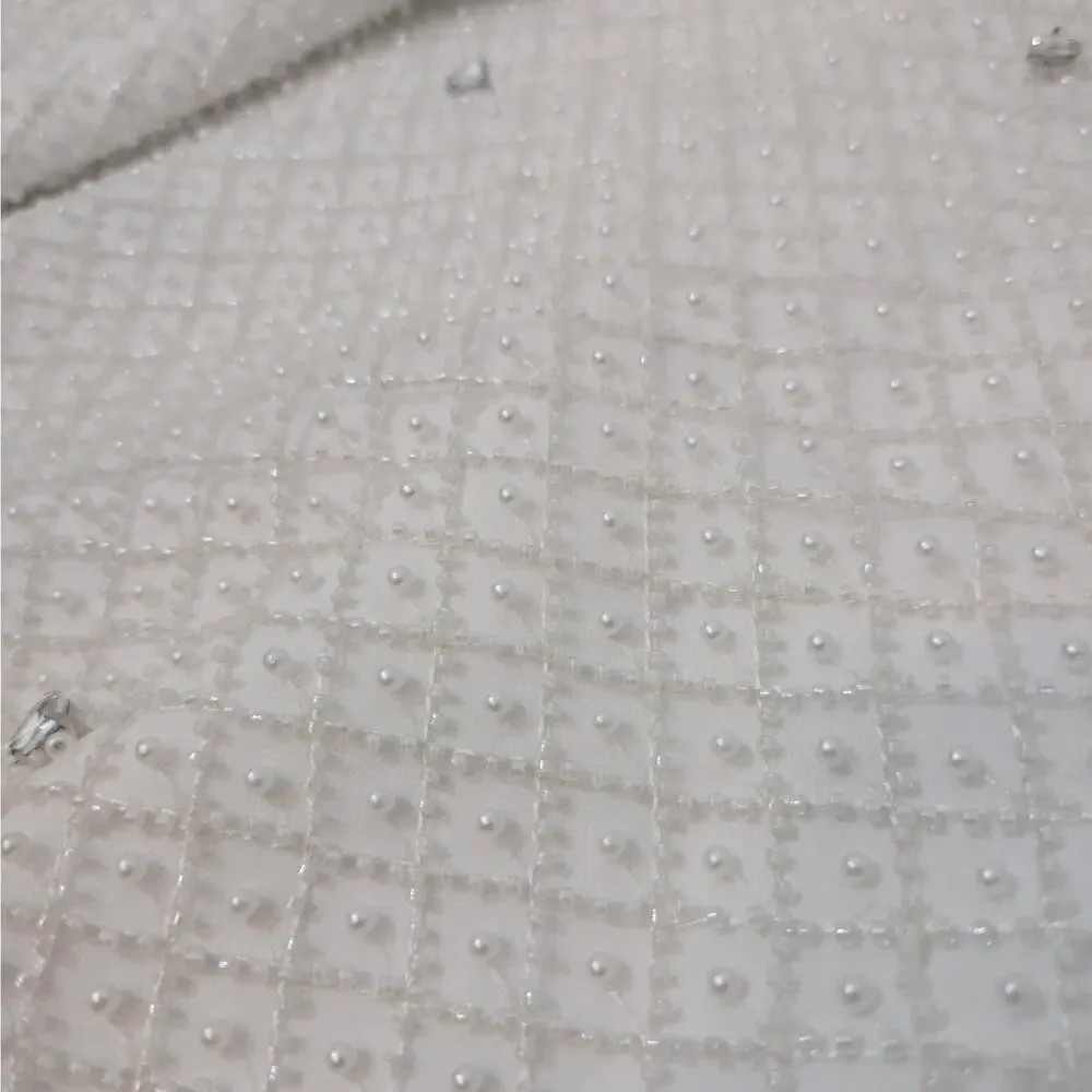 Morphine Fashion Pearl Crystal White Bridal Blazer Jacket XL NWT - Picture 5 of 11